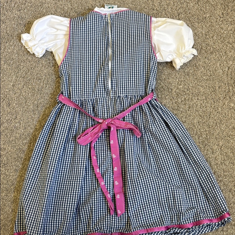 Pink and White girls German Isar Trachten Dress 110 4/5 - Picture 5 of 5